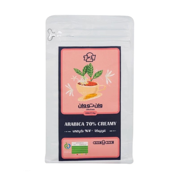 دانه قهوه میکس 70 درصد عربیکا creamy 250گرمی
